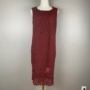 Max Mara Burgundy Crochet Midi Dress Made in Italy Quiet Luxury Old Money